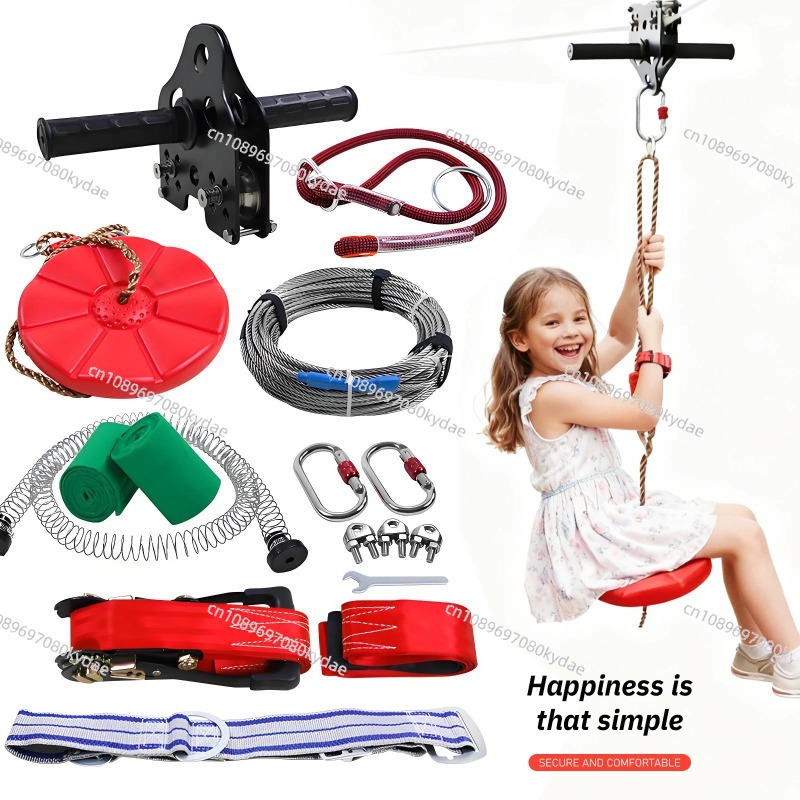 Outdoor Adventure Zipline - Çocuklar İçin Zipline Seti, Çelik Halatlı